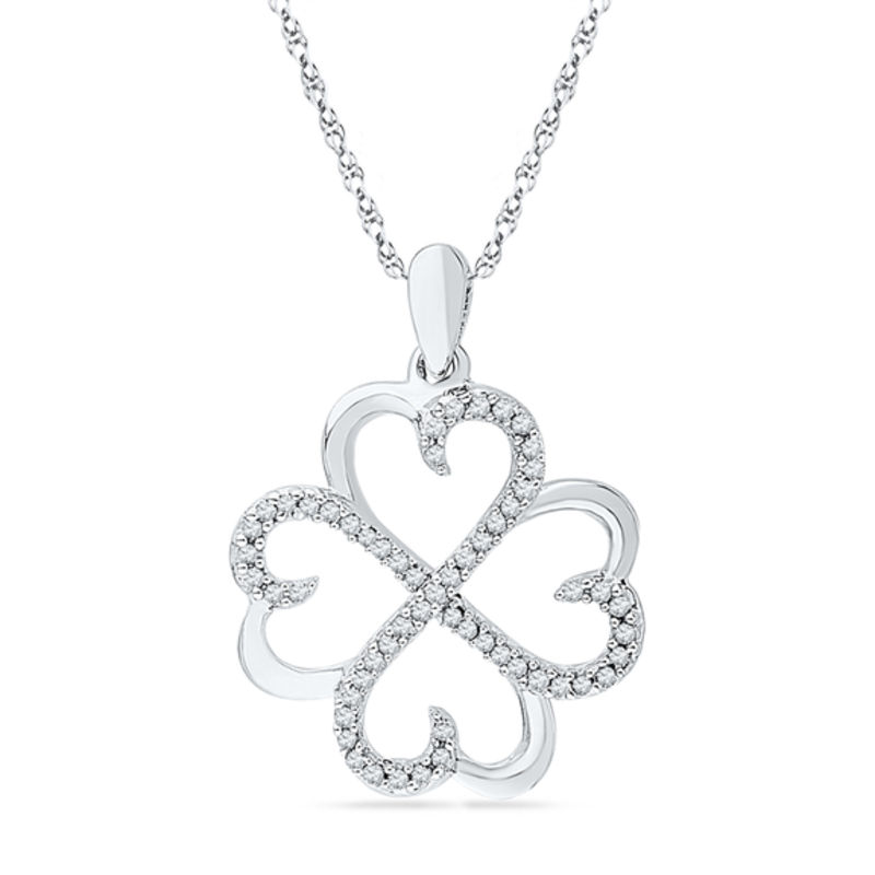 Diamond four store leaf clover pendant