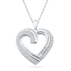 Thumbnail Image 0 of 0.75 CT. T.W. Diamond Double Row Heart Pendant in Sterling Silver