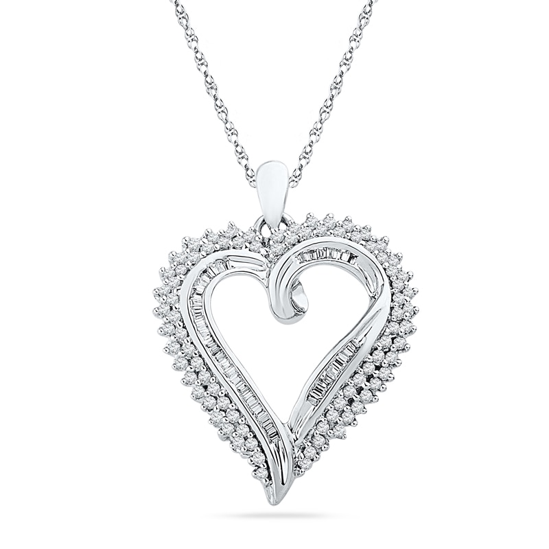 1.00 CT. T.W. Diamond Shadow Heart Pendant in Sterling Silver|Peoples Jewellers