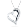 0.20 CT. T.W. Enhanced Black and White Diamond Tilted Heart Pendant in Sterling Silver