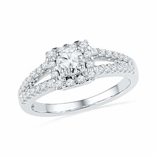 1.00 CT. T.W. Diamond Split Shank Bridal Set in 10K White Gold