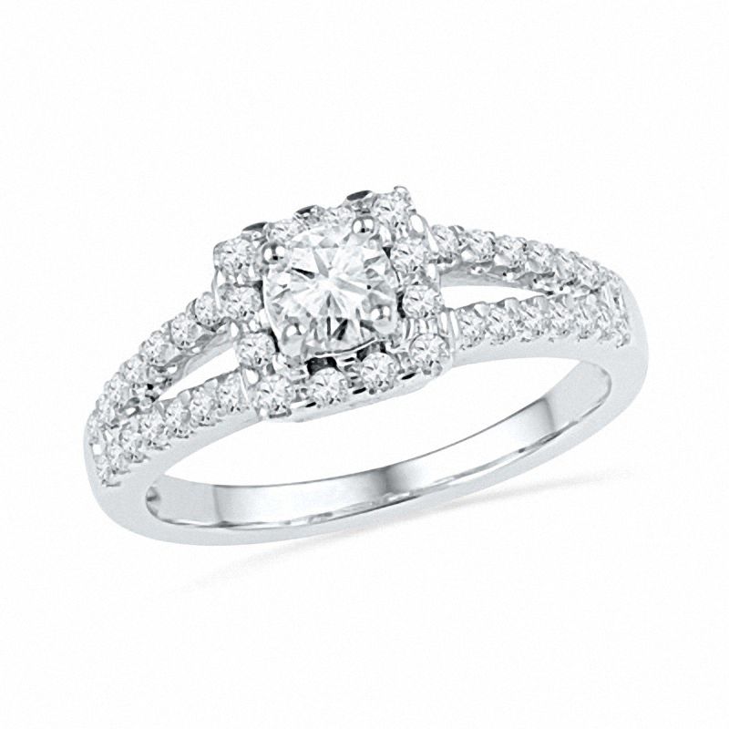 1.00 CT. T.W. Diamond Split Shank Bridal Set in 10K White Gold|Peoples Jewellers
