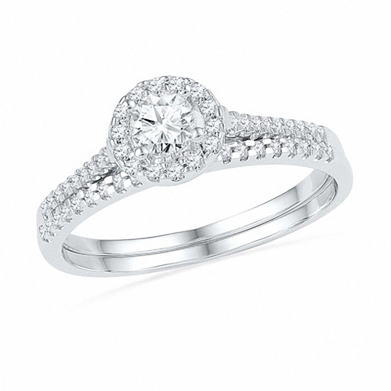 0.50 CT. T.W. Diamond Frame Bridal Set in 10K White Gold|Peoples Jewellers