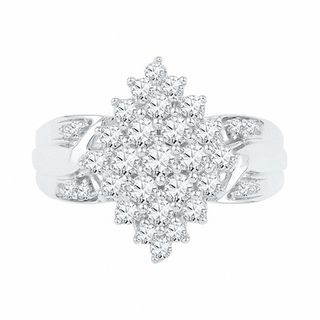 0.60 CT. T.W. Diamond Marquise Cluster Ring in 10K Gold