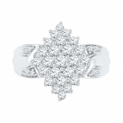 0.60 CT. T.W. Diamond Marquise Cluster Ring in 10K Gold