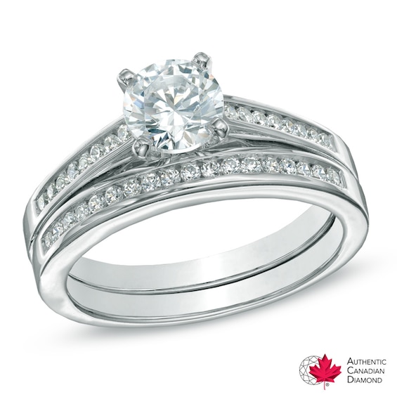 CT. T.W. Certified Canadian Diamond Bridal Set in 14K White Gold (I/I2