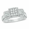 Thumbnail Image 0 of 1.00 CT. T.W. Princess-Cut Composite Diamond Three Stone Frame Ring in 10K White Gold