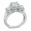 Thumbnail Image 1 of 1.00 CT. T.W. Princess-Cut Composite Diamond Three Stone Frame Ring in 10K White Gold