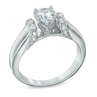 1.00 CT. T.W. Certified Canadian Diamond Collar Engagement Ring in 14K White Gold (I/I2)