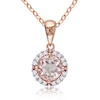 6.0mm Morganite and Diamond Accent Frame Pendant in Rose Rhodium Sterling Silver