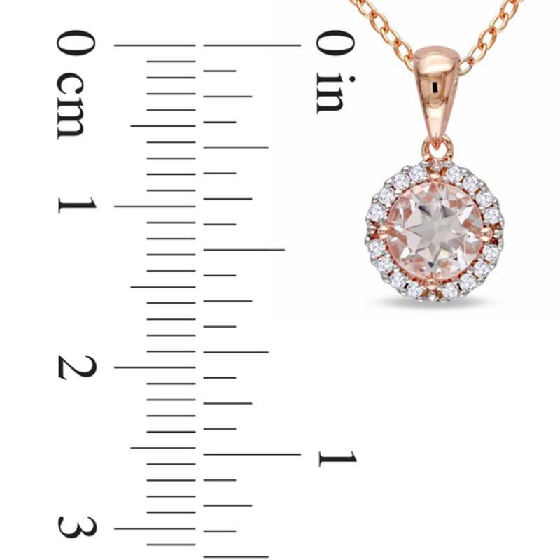 6.0mm Morganite and Diamond Accent Frame Pendant in Rose Rhodium Sterling Silver