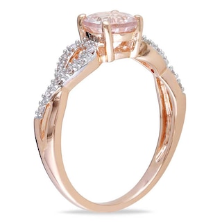 6.0mm Morganite and 0.08 CT. T.W. Diamond Twist Ring in 10K Rose Gold