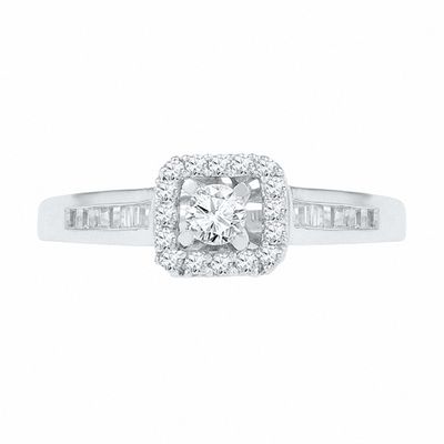 1.00 CT. T.W. Baguette Diamond Bridal Set in 10K White Gold