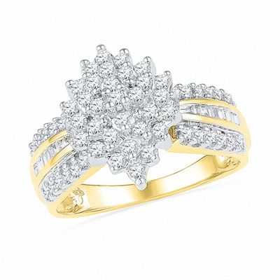 0.75 CT. T.W. Diamond Cluster Engagement Ring in 10K Gold