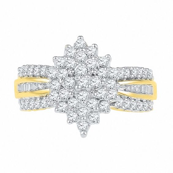 0.75 CT. T.W. Diamond Cluster Engagement Ring in 10K Gold