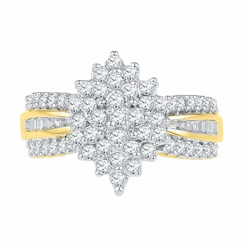 0.75 CT. T.W. Diamond Cluster Engagement Ring in 10K Gold|Peoples Jewellers