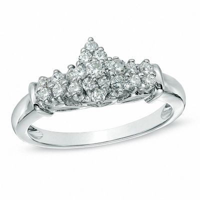 0.33 CT. T.W. Diamond Marquise Cluster Engagement Ring in 10K White Gold