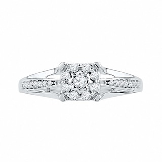 0.25 CT. T.W. Diamond Cluster Promise Ring in 10K White Gold