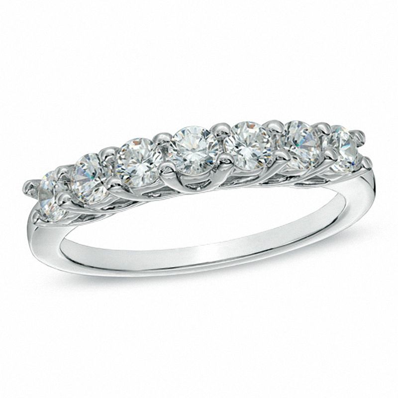 0.75 CT. T.W. Diamond Seven Stone Anniversary Band in 10K White Gold|Peoples Jewellers