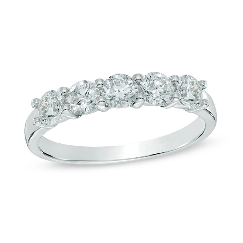 1.00 CT. T.W. Canadian Certified Diamond Five Stone Band in 14K White Gold (I/I3)|Peoples Jewellers