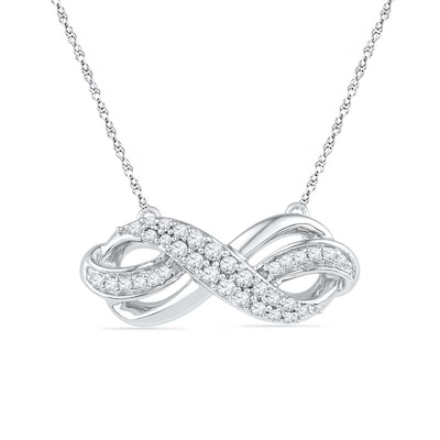 Lab-Created Sapphire and Diamond Accent Infinity Loop Necklace in Sterling Silver