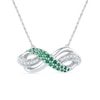 Thumbnail Image 0 of Lab-Created Emerald and Diamond Accent Infinity Loop Necklace in Sterling Silver