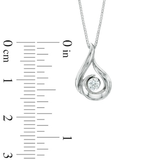 0.12 CT. Certified Canadian Diamond Solitaire Flame Pendant in 14K White Gold (I/I2) - 17"