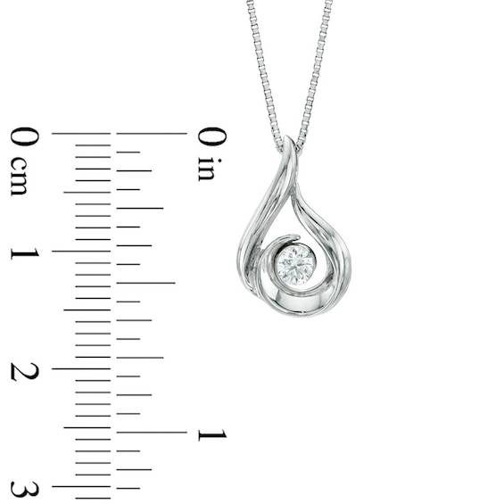 0.12 CT. Certified Canadian Diamond Solitaire Flame Pendant in 14K White Gold (I/I2) - 17"