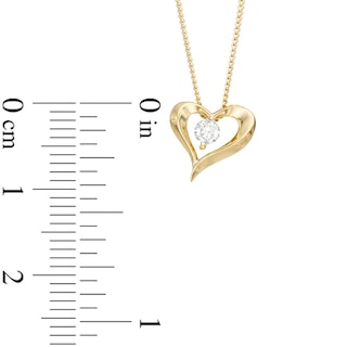 0.10 CT. Certified Canadian Diamond Solitaire Heart Pendant in 14K Gold (I/I2) - 17"