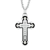 Thumbnail Image 0 of Men's Diamond Accent Cross Pendant in Two-Tone Stainless Steel - 24"