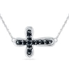 Thumbnail Image 0 of Black Diamond Accent Sideways Cross Necklace in 10K White Gold