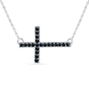 0.16 CT. T.W. Black Diamond Stick Sideways Cross Necklace in Sterling Silver