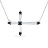 Thumbnail Image 0 of 0.10 CT. T.W. Black Diamond Point Sideways Cross Necklace in Sterling Silver