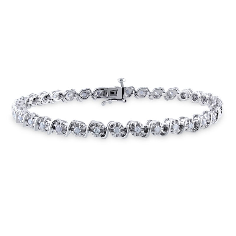1.05 CT. T.W. Diamond "S" Tennis Bracelet in Sterling Silver - 7.25"|Peoples Jewellers