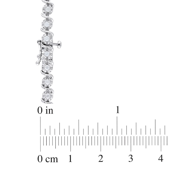 1.05 CT. T.W. Diamond "S" Tennis Bracelet in Sterling Silver - 7.25"