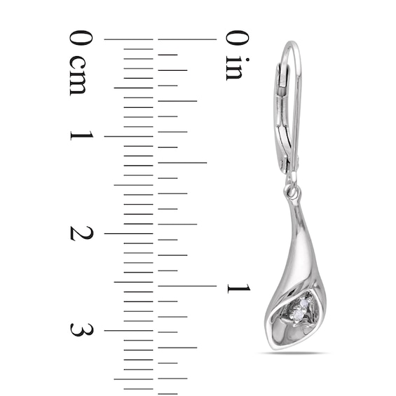 Diamond Accent Calla Lily Drop Earrings in Sterling Silver