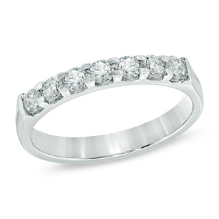 0.50 CT. T.W. Certified Diamond Seven Stone Anniversary Band in 14K White Gold (I/SI2)