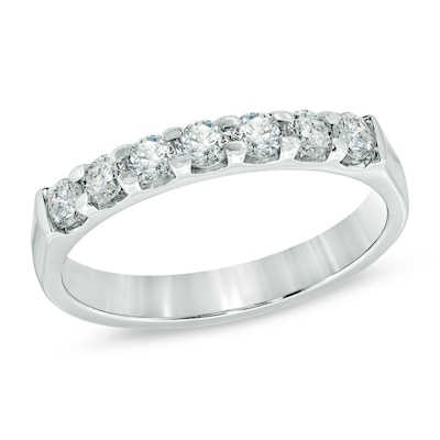 0.50 CT. T.W. Certified Diamond Seven Stone Anniversary Band in 14K White Gold (I/SI2)