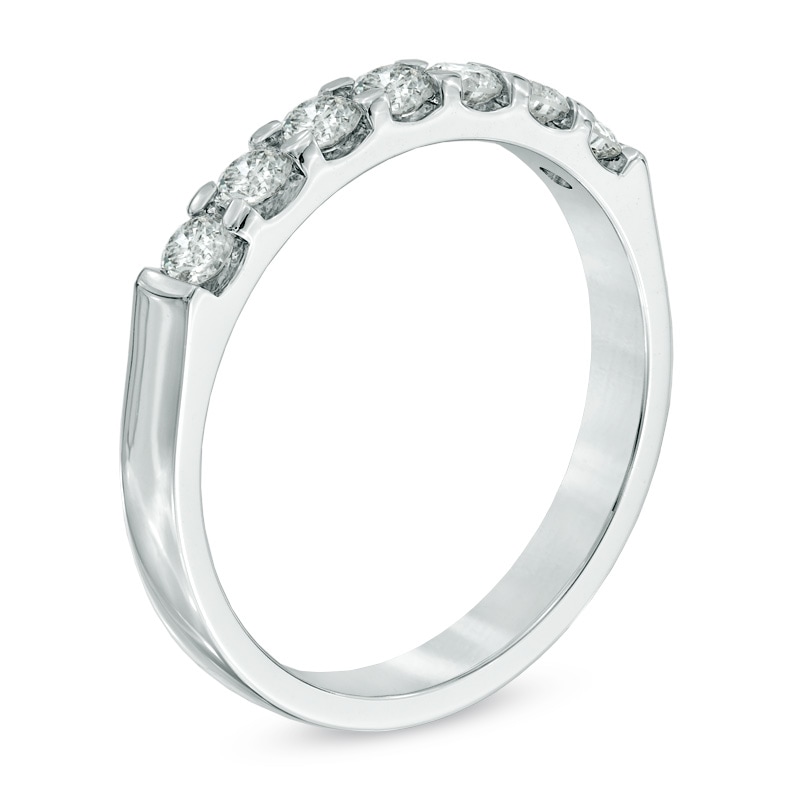 0.50 CT. T.W. Certified Diamond Seven Stone Anniversary Band in 14K White Gold (I/SI2)|Peoples Jewellers