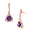 7.0mm Trillion-Cut Amethyst and Lab-Created White Sapphire Drop Earrings in Sterling Silver with 14K Rose Gold Plate