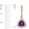 Thumbnail Image 1 of 7.0mm Trillion-Cut Amethyst and Lab-Created White Sapphire Drop Earrings in Sterling Silver with 14K Rose Gold Plate