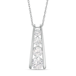 Journey Lab-Created White Sapphire Ladder Pendant in Sterling Silver