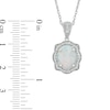 Thumbnail Image 1 of Oval Lab-Created Opal and White Sapphire Scallop Frame Pendant in Sterling Silver
