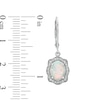 Oval Lab-Created Opal and White Sapphire Scallop Frame Drop Earrings in Sterling Silver