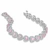 Thumbnail Image 1 of Heart-Shaped Lab-Created Pink Sapphire and Diamond Accent Bracelet in Sterling Silver - 7.25"