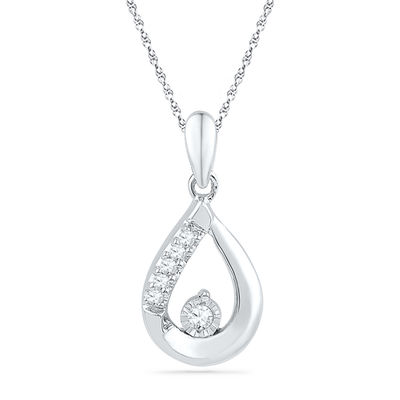 Diamond Accent Teardrop Pendant in 10K White Gold