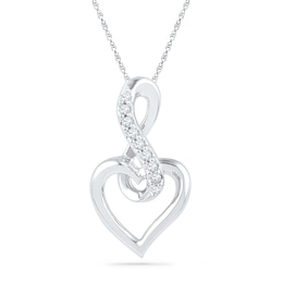 0.05 CT. T.W. Diamond Infinity Symbol with Heart Pendant in 10K White Gold