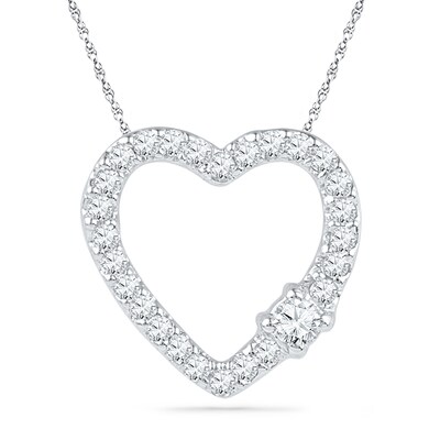 0.25 CT. T.W. Diamond Heart Pendant in 10K White Gold