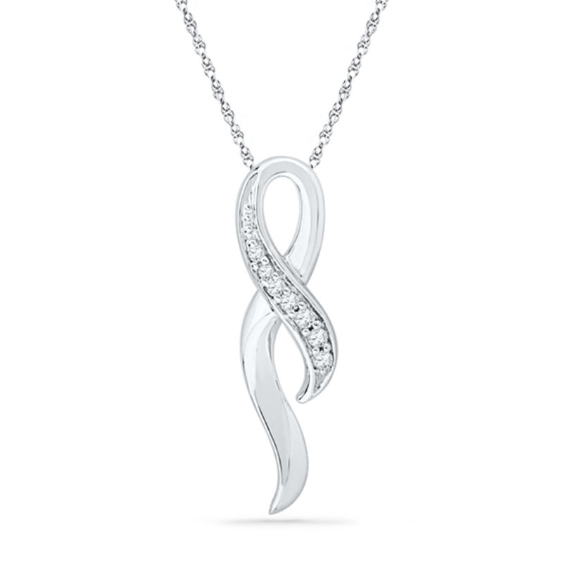 diamond ribbon pendant necklace