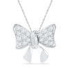 Thumbnail Image 0 of 0.10 CT. T.W. Diamond Bow Pendant in 10K White Gold